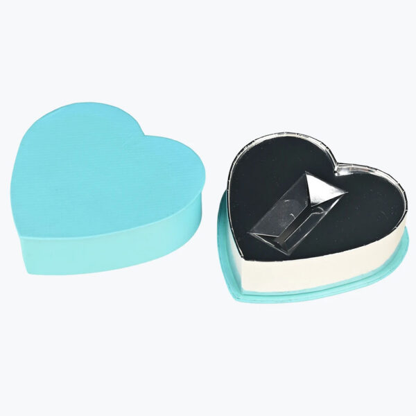 Aqua Heart-Shaped Rigid Gift Box with Silver Foil Insert