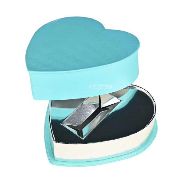 Aqua Heart-Shaped Rigid Gift Box with Silver Foil Insert