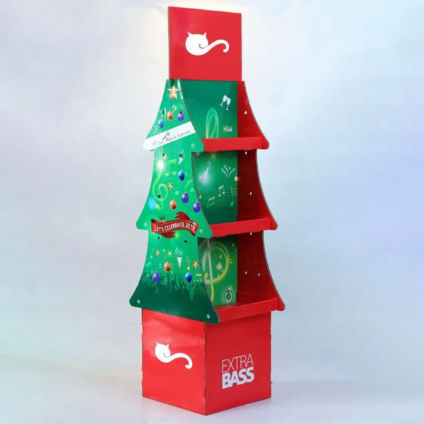 Christmas Tree Corrugated Retail Display Stand with Shelves Christmas Tree Corrugated Retail Display Stand with Shelves