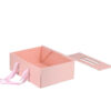 Custom Pink Rigid Gift Box with Ribbon Handles Custom Pink Rigid Gift Box with Ribbon Handles