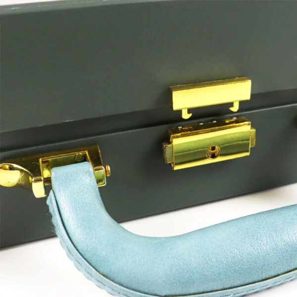 Dark Green Gift Suitcase Box with Handle and Molded Insert