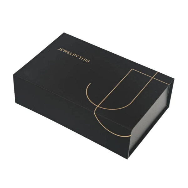 Foldable Magnetic Rigid Jewelry Box with Gold Foil Logo Foldable Magnetic Rigid Jewelry Box with Gold Foil Logo