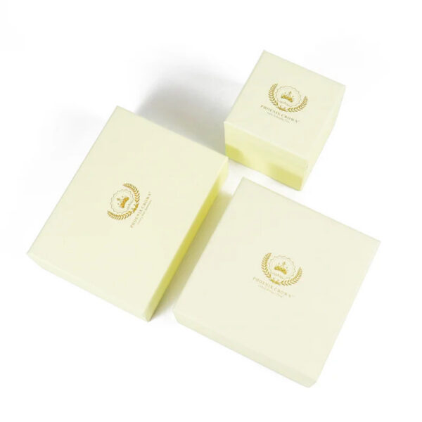 Ivory VIP Card Rigid Presentation Box with Gold Foil Logo