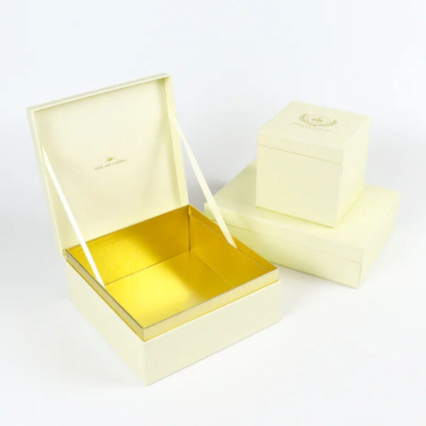 Ivory VIP Card Rigid Presentation Box with Gold Foil Logo