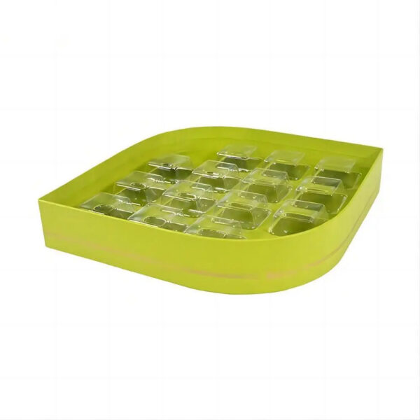 Leaf Shaped Rigid Chocolate Box with Clear Blister Tray