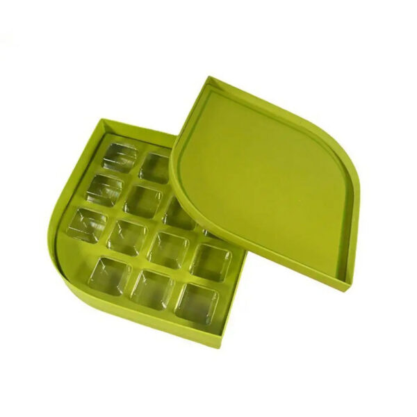 Leaf Shaped Rigid Chocolate Box with Clear Blister Tray
