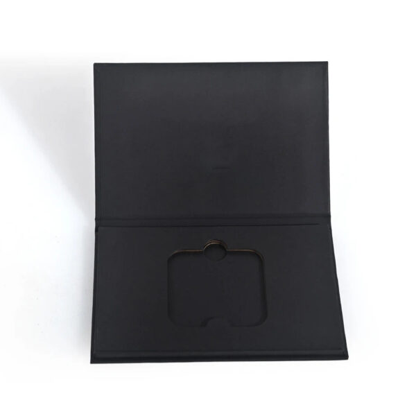 Matte Black Book Style Rigid Card Box with Cutout Insert