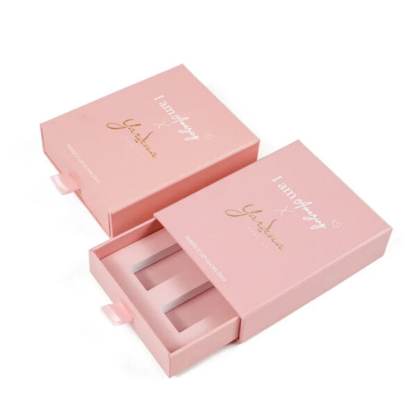 Pink Drawer Lip Gloss Duo Packaging Box with Ribbon Pull