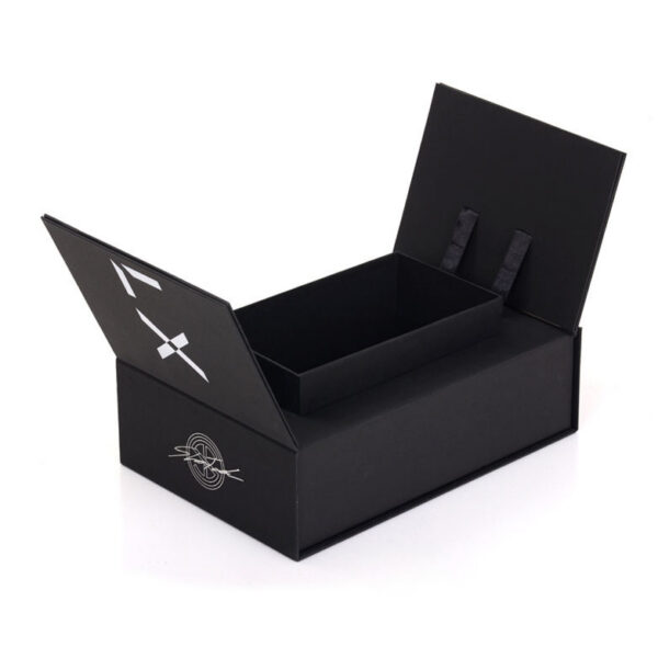 Raised inner tray with ribbon stays Raised inner tray with ribbon stays