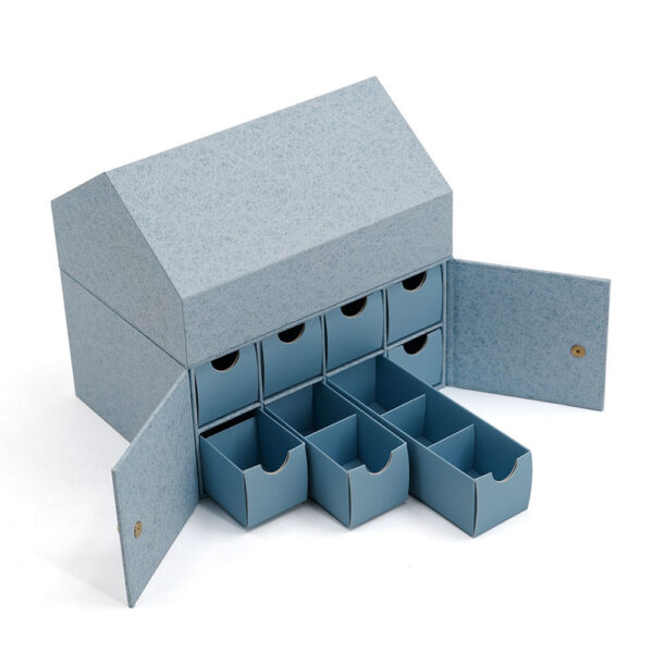 Textured House-Shaped Rigid Drawer Gift Box with Inserts