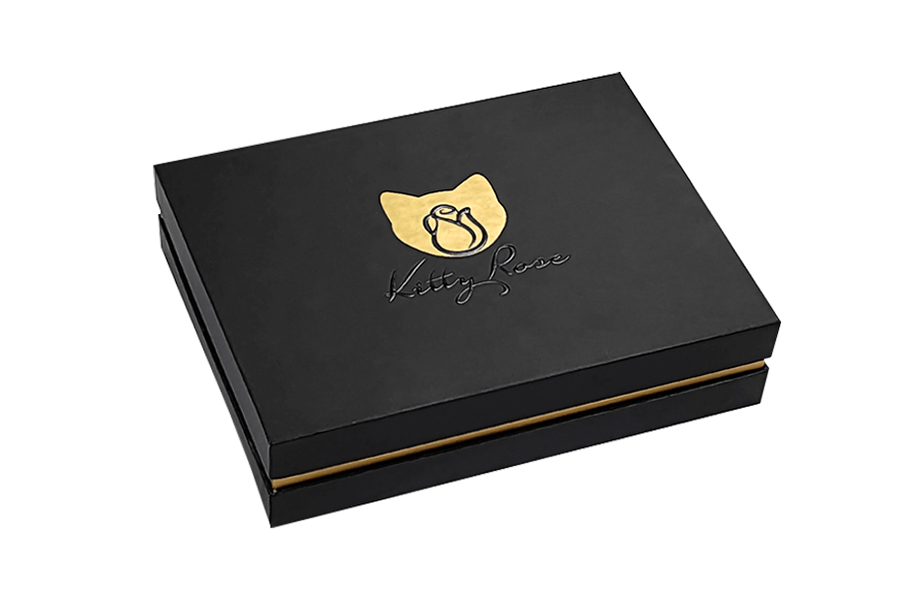 Custom matte-finish rigid box with gold-foil logo